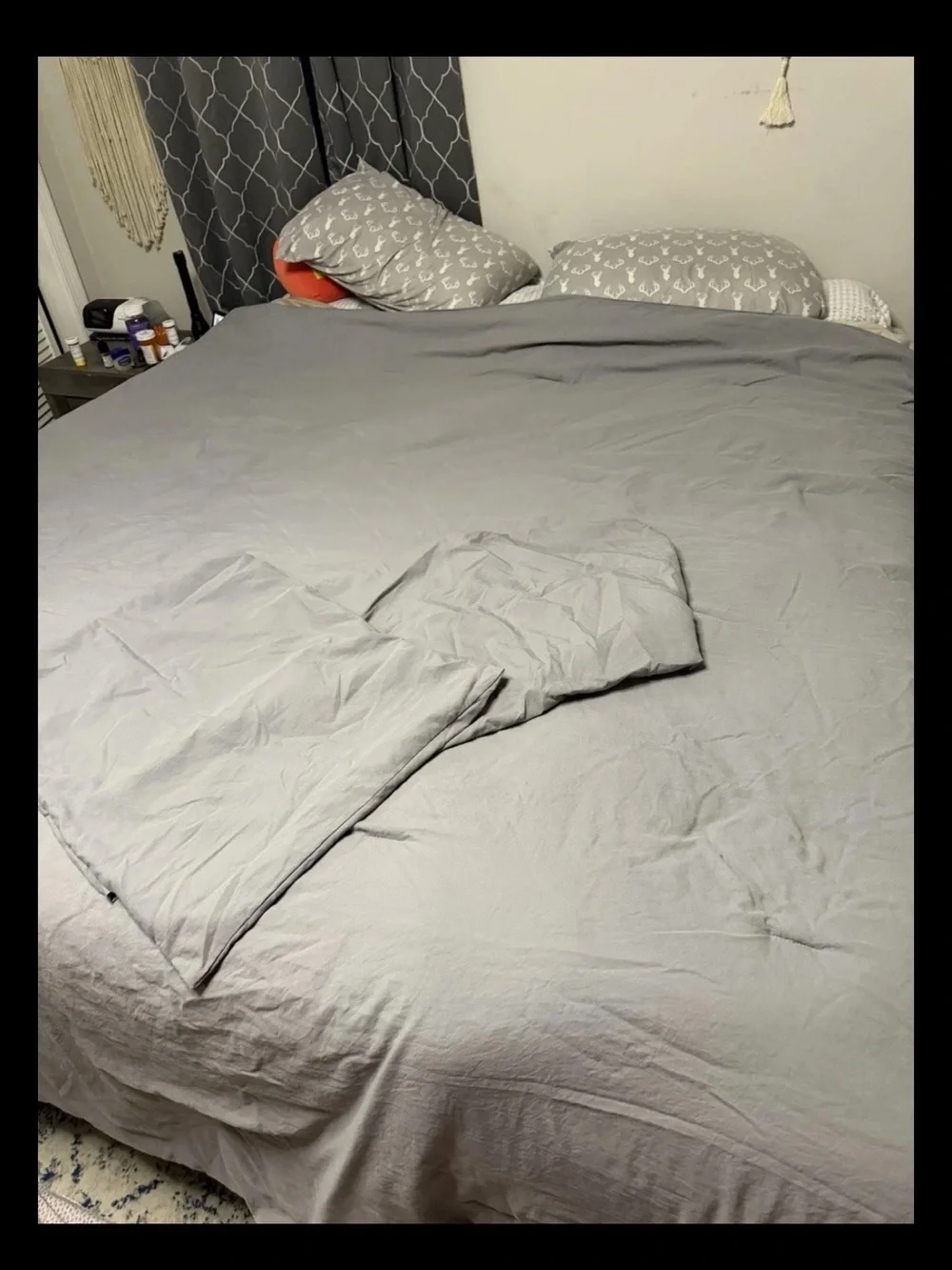 Soft Gray Comforter Set - Modern Minimal Bedding Queen with shams